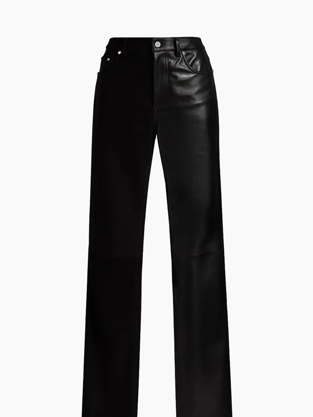 Helmut Lang leather genuine Black Straight Leg Pants size 10 waist 36 in - Picture 2 of 9